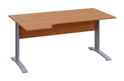 CRK 28 - 164 stůl kancelářský, rohový, levý, kovová podnož stříbrná, deska 25 mm, široký 1600 mm, ol